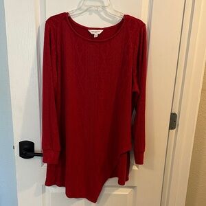 Investments Red Asymmetrical Tunic